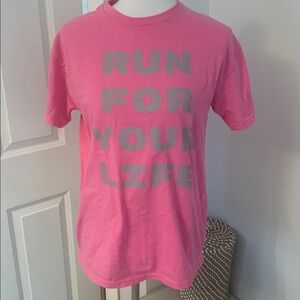 Cute Pink Running Graphic T Shirt